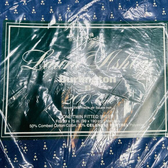 Laura Ashley Twin Flat Sheet/Fitted Sheet Set Nutmeg Navy New woven 200 threads - Picture 2 of 6